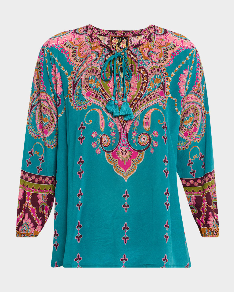 Margo Paisley-Print Silk Blous